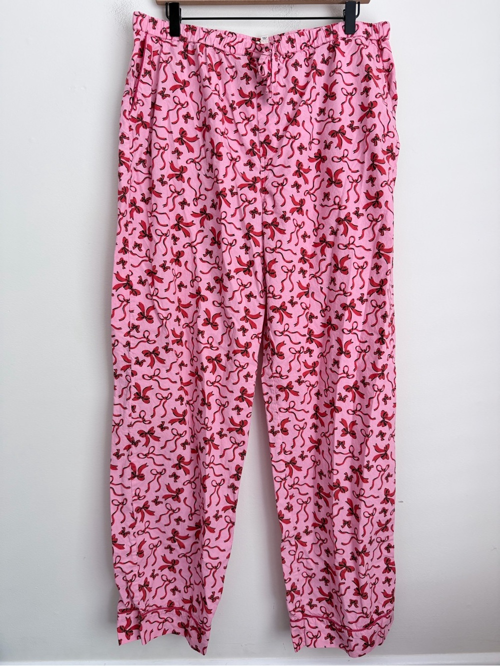 Printfresh pink red ribbon pajama pants Organic Cotton L tall